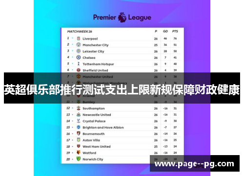 英超俱乐部推行测试支出上限新规保障财政健康