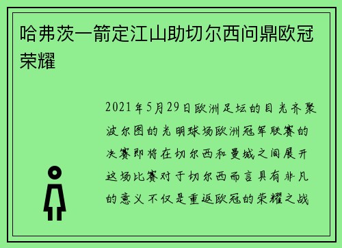 哈弗茨一箭定江山助切尔西问鼎欧冠荣耀